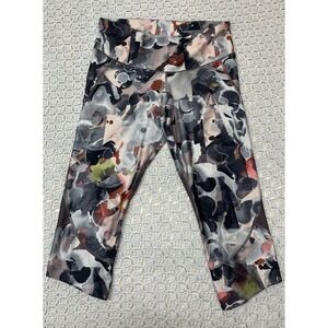 Under Armour‎ Capri Legging Womens Sz L Compression Gray Black Yoga  Performance